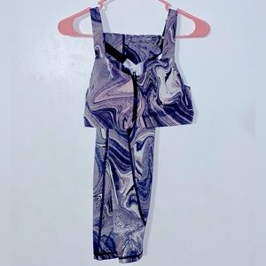 Victoria Secret sport bra & leggings matching set 34D on-point Sz 2 marble